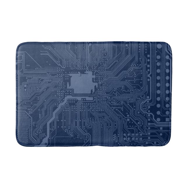 Blue Geek Motherboard Circuit Pattern Bath Mat (Front)