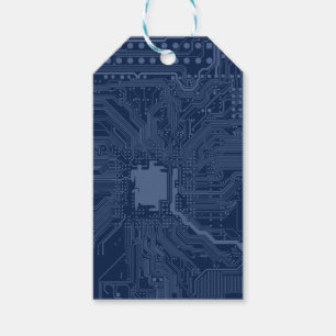 Blue Geek Motherboard Circuit Pattern Gift Tags