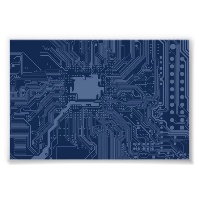 Blue Geek Motherboard Circuit Pattern Photo Print (Front)