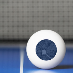 Blue Geek Motherboard Circuit Pattern Ping Pong Ball