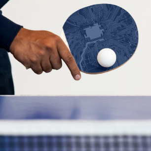 Blue Geek Motherboard Circuit Pattern Ping Pong Paddle