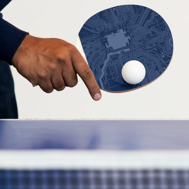 Blue Geek Motherboard Circuit Pattern Ping Pong Paddle (Insitu)