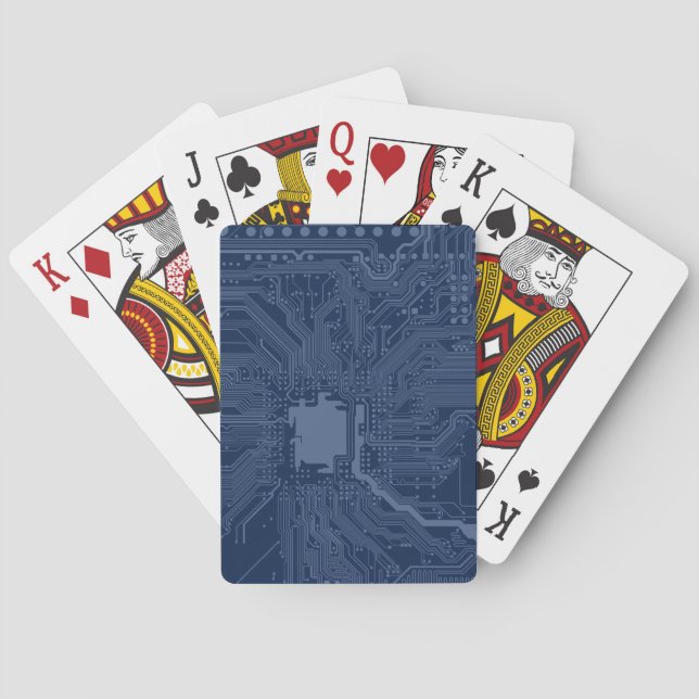 Blue Geek Motherboard Circuit Pattern Playing Cards (Back)