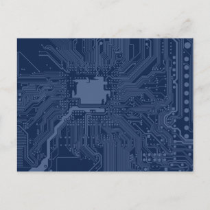 Blue Geek Motherboard Circuit Pattern Postcard