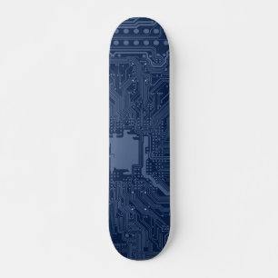 Blue Geek Motherboard Circuit Pattern Skateboard