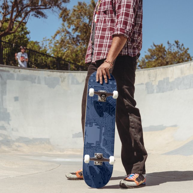 Blue Geek Motherboard Circuit Pattern Skateboard (Outdoor 2)