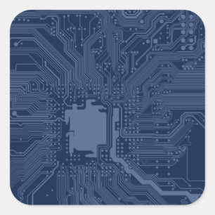 Blue Geek Motherboard Circuit Pattern Square Sticker