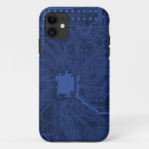 Blue Geek Motherboard Pattern iPhone 11 Case