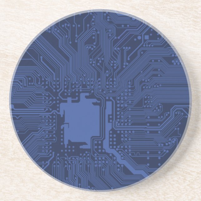 Blue Geek Motherboard Pattern Coaster (Front)