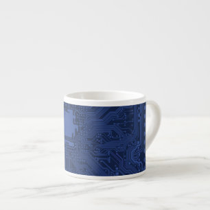 Blue Geek Motherboard Pattern Espresso Cup