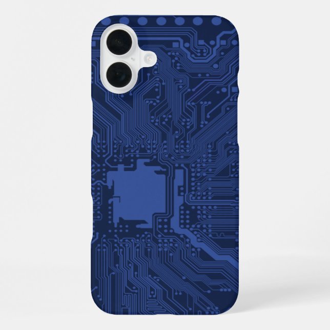 Blue Geek Motherboard Pattern iPhone Case (Back)