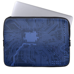 Blue Geek Motherboard Pattern Laptop Sleeve