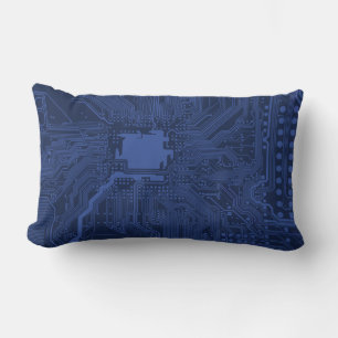 Blue Geek Motherboard Pattern Lumbar Cushion