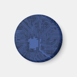 Blue Geek Motherboard Pattern Magnet