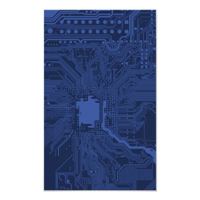 Blue Geek Motherboard Pattern Photo Print (Front)