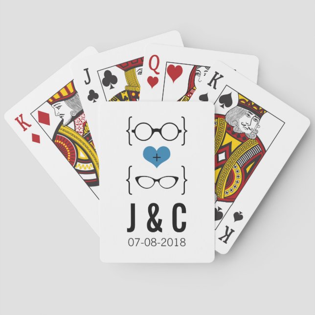 Blue Geeky Glasses Playing Cards (Back)