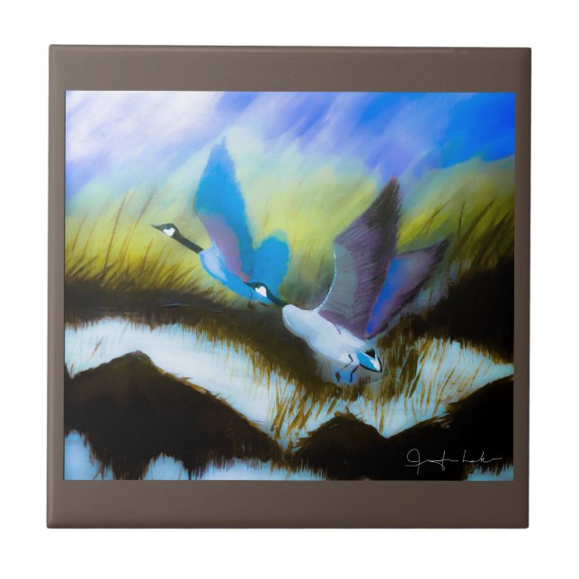 Blue Geese Ceramic Tile (Front)