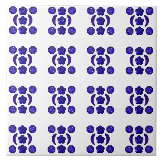Blue Gem Art Structure Ceramic Tile (Front)