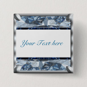 Blue Gem Design 15 Cm Square Badge