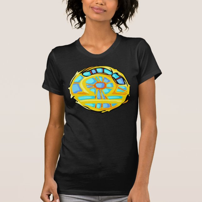Blue Gemstone Coloured Libra Symbol T-Shirt (Front)