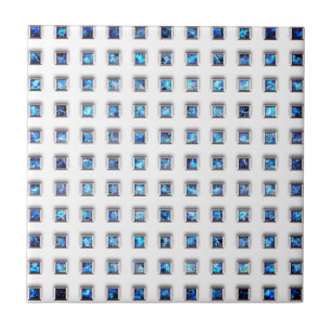 Blue Gemstone Squares - Beautiful Silver Jewels - Ceramic Tile