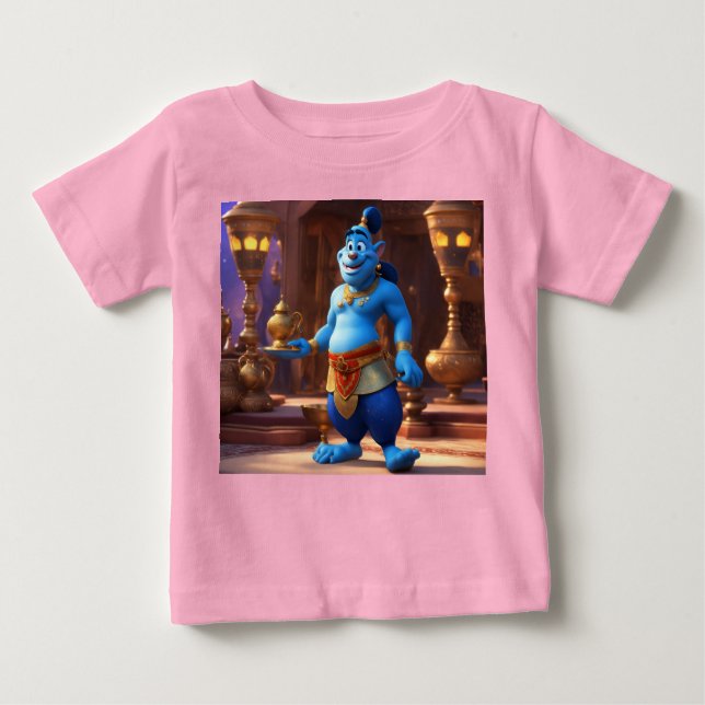 Blue Genie Magic–3D Cartoon Aladdin-Inspired Desig Baby T-Shirt (Front)