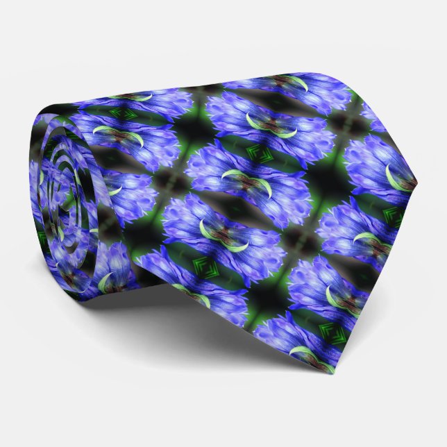 Blue Gentian Flower Abstract Pattern     Tie (Rolled)