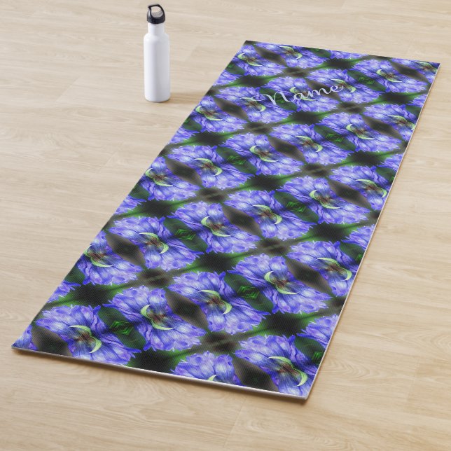 Blue Gentian Flower Abstract Personalised Yoga Mat (In Situ)
