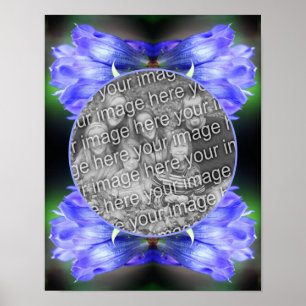 Blue Gentian Flower Frame Create Your Own Photo Poster