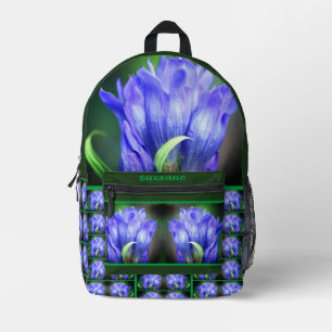 Blue Gentian Flower Mirror Personalised Printed Backpack