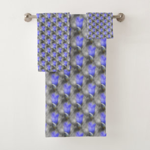 Blue Gentian Flower Nature Pattern    Bath Towel Set