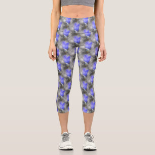 Blue Gentian Flower Nature Pattern Capri Leggings