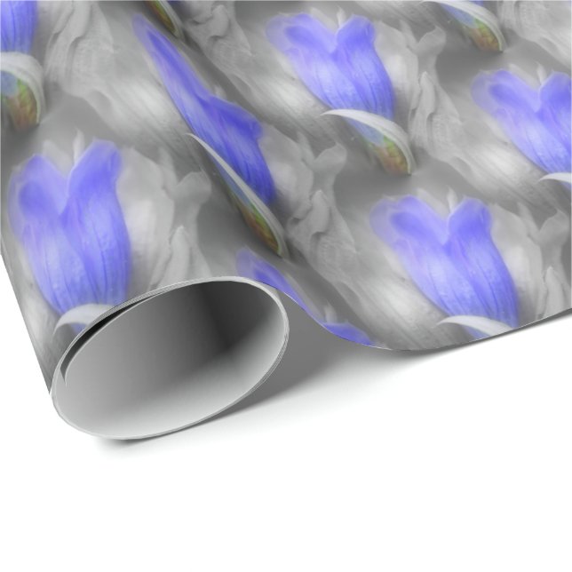 Blue Gentian Flower Nature Pattern   Wrapping Paper (Roll Corner)