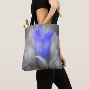 Blue Gentian Flower Partial Colour Tote Bag