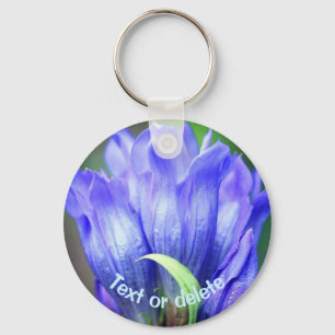 Blue Gentian Flower Personalised Key Ring