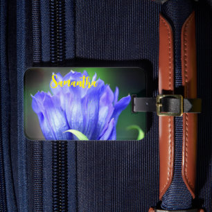 Blue Gentian Flower Personalised Luggage Tag