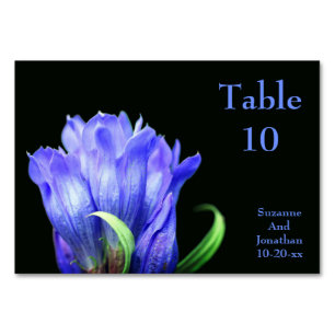 Blue Gentian Flower Personalised Wedding  Table Number