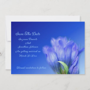 Blue Gentian Flower Wedding  Save The Date