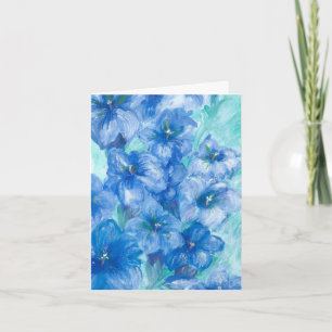 Blue Gentian Wildflower Painting  Card