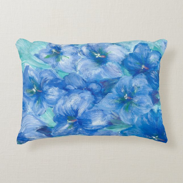 Blue Gentian Wildflower Painting  Decorative Cushion (Front)