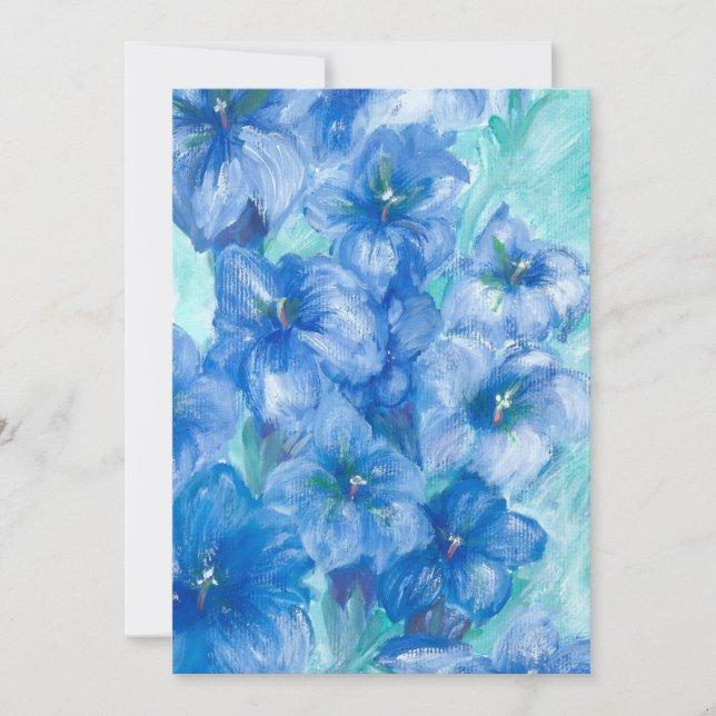 Blue Gentian Wildflower Painting  Holiday Card (Front)