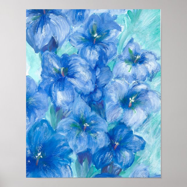 Blue Gentian Wildflower Painting  Poster (Front)