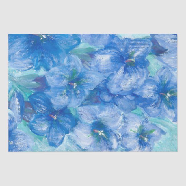 Blue Gentian Wildflower Painting   Tissue Paper (Front)