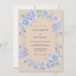 Blue Gentle Floral Wedding Invitation