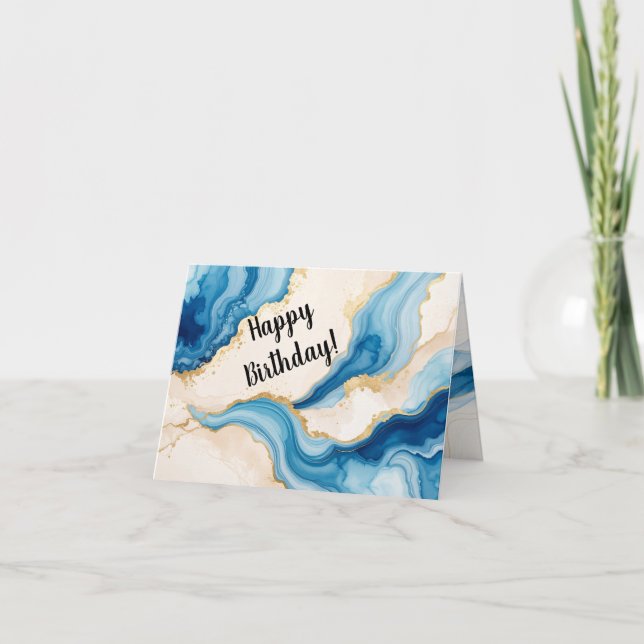 Blue Geode Abstract Greeting Card (Front)