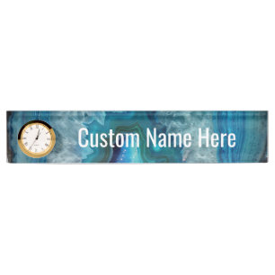 Blue Geode Rock Mineral Agate Crystal Image Nameplate