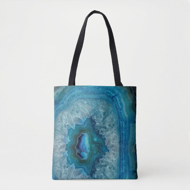 Blue Geode Rock Mineral Agate Crystal Image Tote Bag (Front)