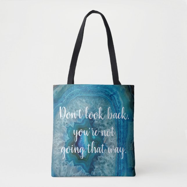Blue Geode Rock Mineral Agate Crystal Quote Custom Tote Bag (Front)