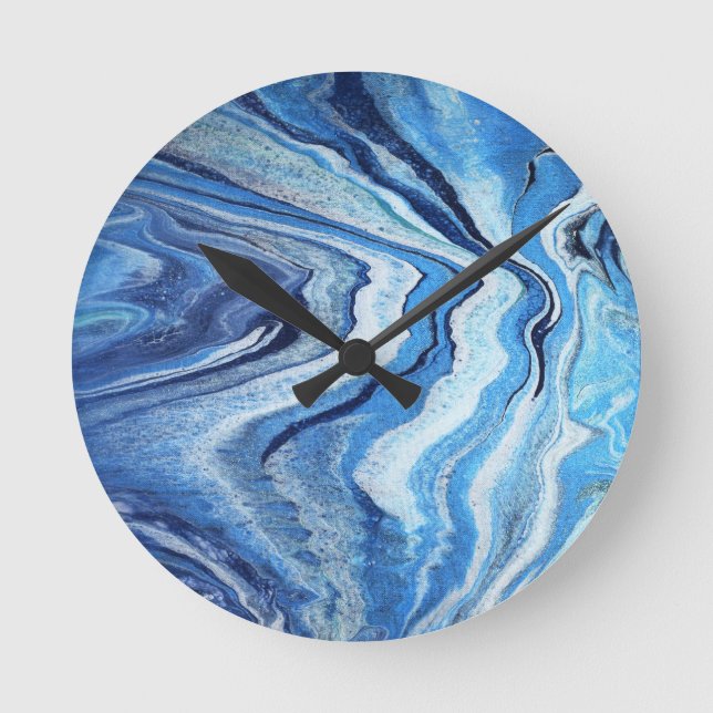 Blue Geode Sparkle Round Clock (Front)