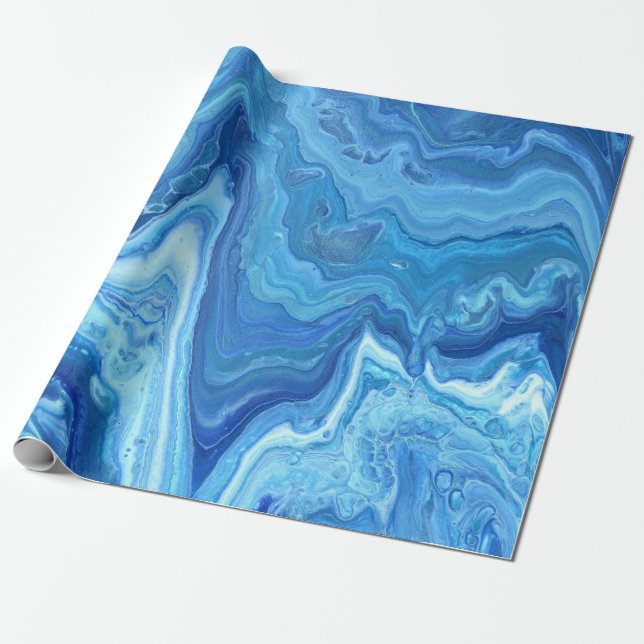 Blue Geode Wrapping Paper (Unrolled)